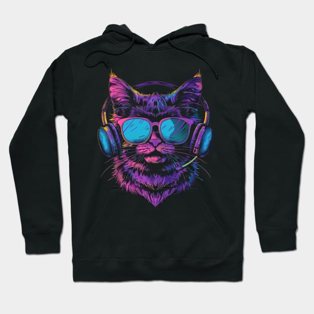 Cat DJ Sound Hoodie by BilodeauBlue